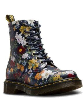 Dr. Martens Navy — Darcy Floral Backhand Straw Grain